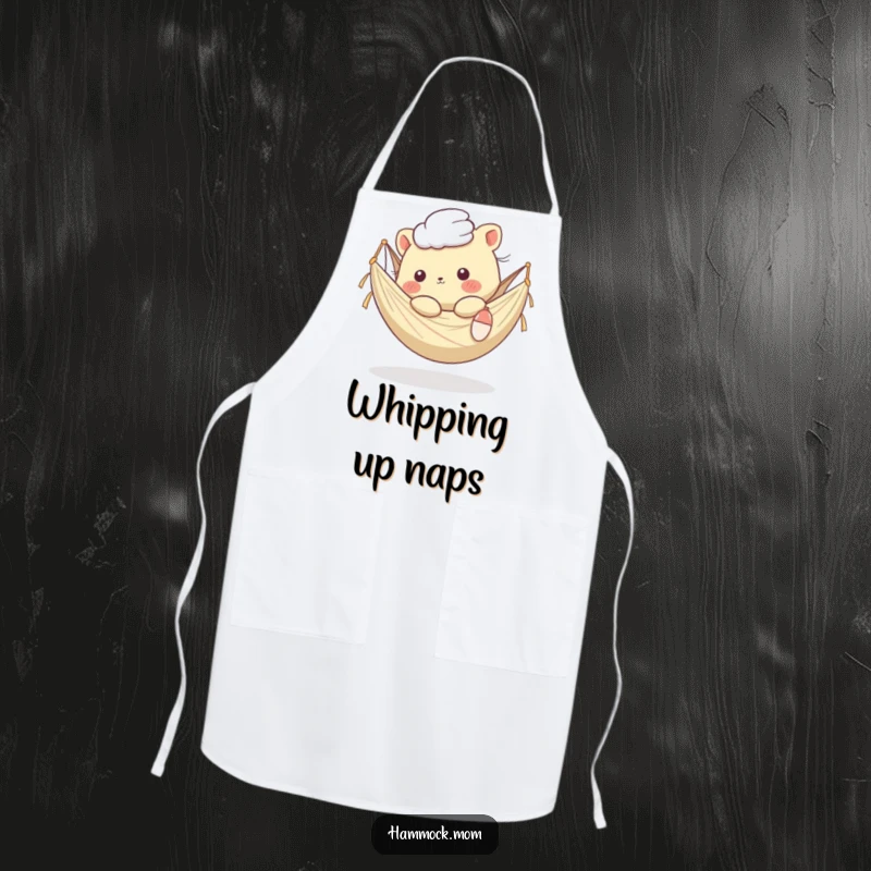 Funny Kawaii Animal Apron: Kitchen wear with a cute creature in a hammock, fur moved by a breeze, making cooking fun and stylish.