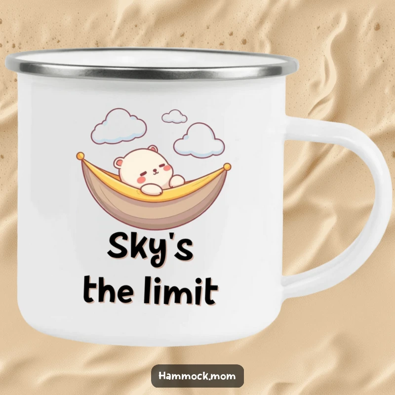 Funny Kawaii Animal Camping Mug: Durable mug with a creature peacefully observing clouds, ideal for enjoying nature with a dose of humor.