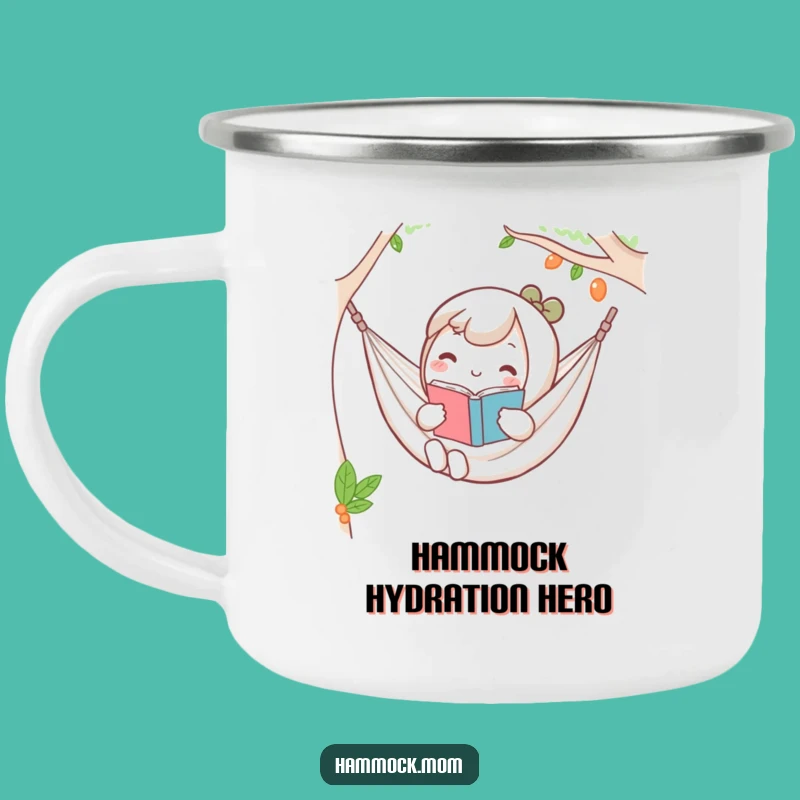Funny Kawaii Hammock Camping Mug: Relaxed Reader Outdoor Chill Gift