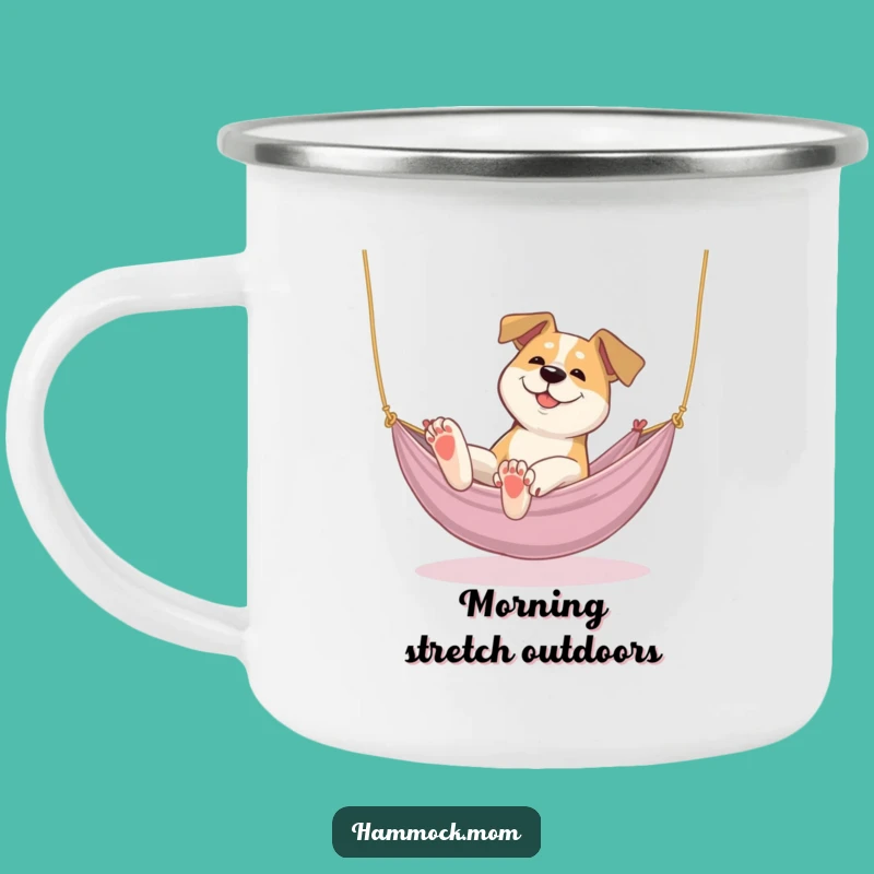 Funny Lazy Stretch Hammock Dog Camping Mug - Relax Outdoors with Pup