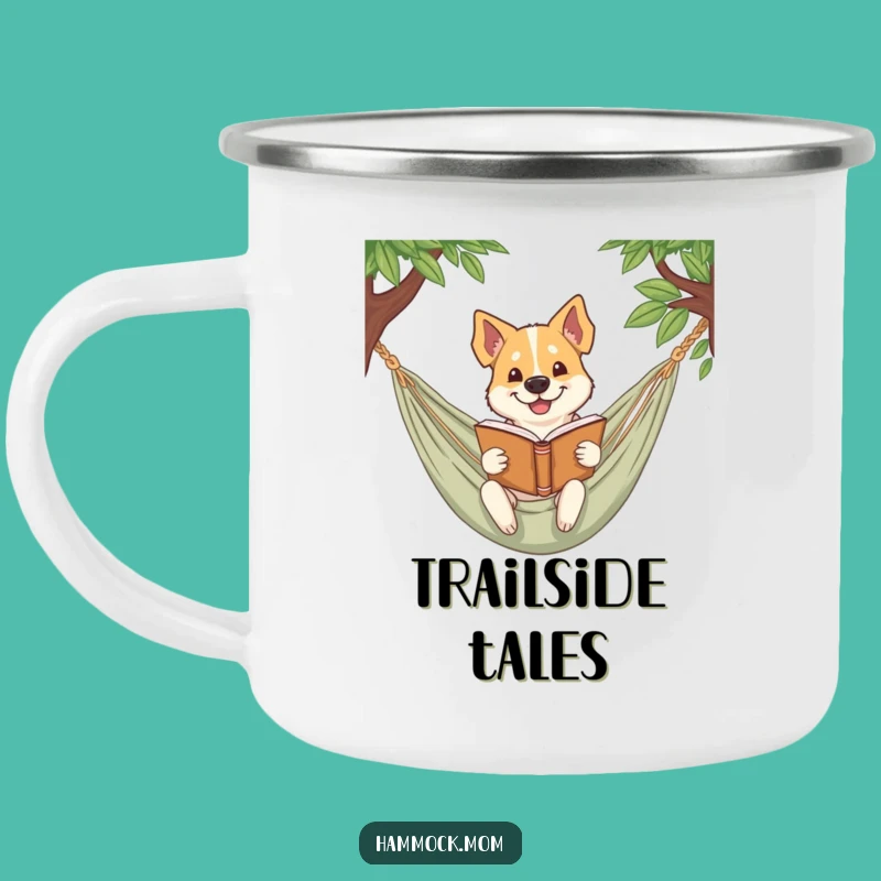 Funny Bookworm Hammock Dog Camping Mug - Read Outdoors with Wit