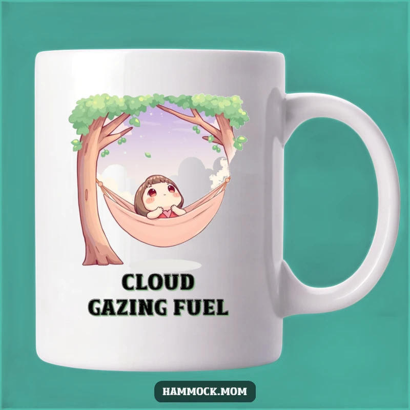 Funny Sky Gazer Mug: Character's Cozy Hammock View Makes a Humorous Gift