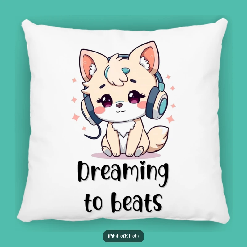 Funny Decorative Pillow: Animal with Headphones, Cozy Comfort Gift
