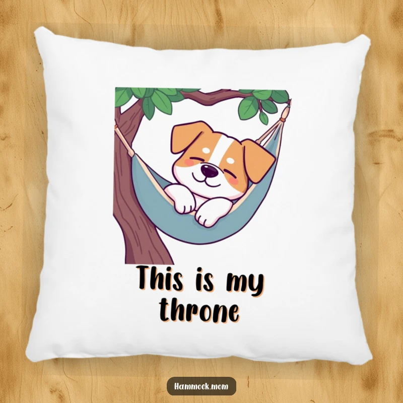 Funny dog hammock pillow, a dog sleeping peacefully with a smile in a hammock.