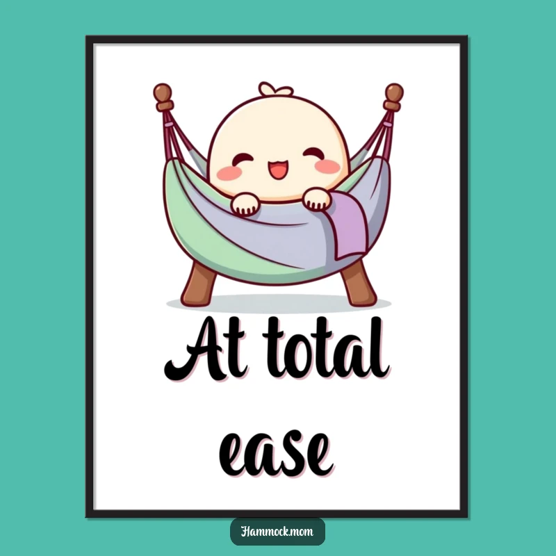 Funny Kawaii Hammock Happy Sigh Art Print - Relaxing Wall Decor Gift