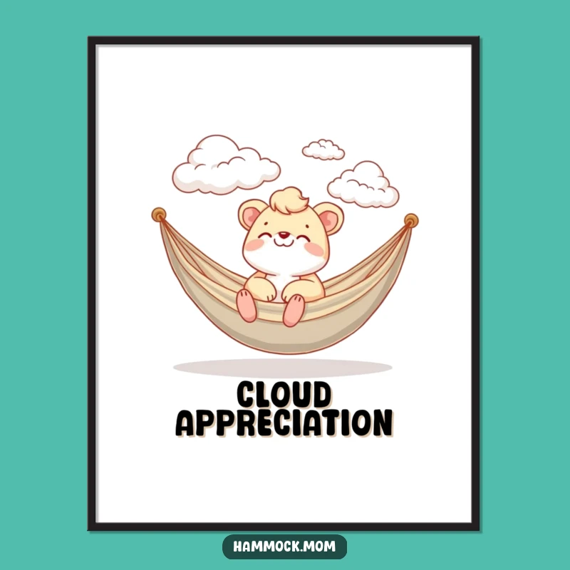 Funny Hammock Mom Animal Digital Print - Cloud Gazing Art, Instant Funny Gift