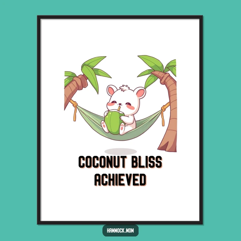Funny Tropical Animal Art Print: Coconut Cheers - Instant Download Gift