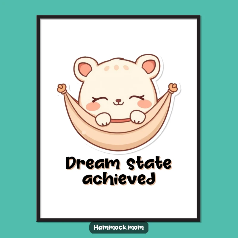 Funny Hammock Animal Digital Art: Dreaming Character Decor, Instant Funny Gift