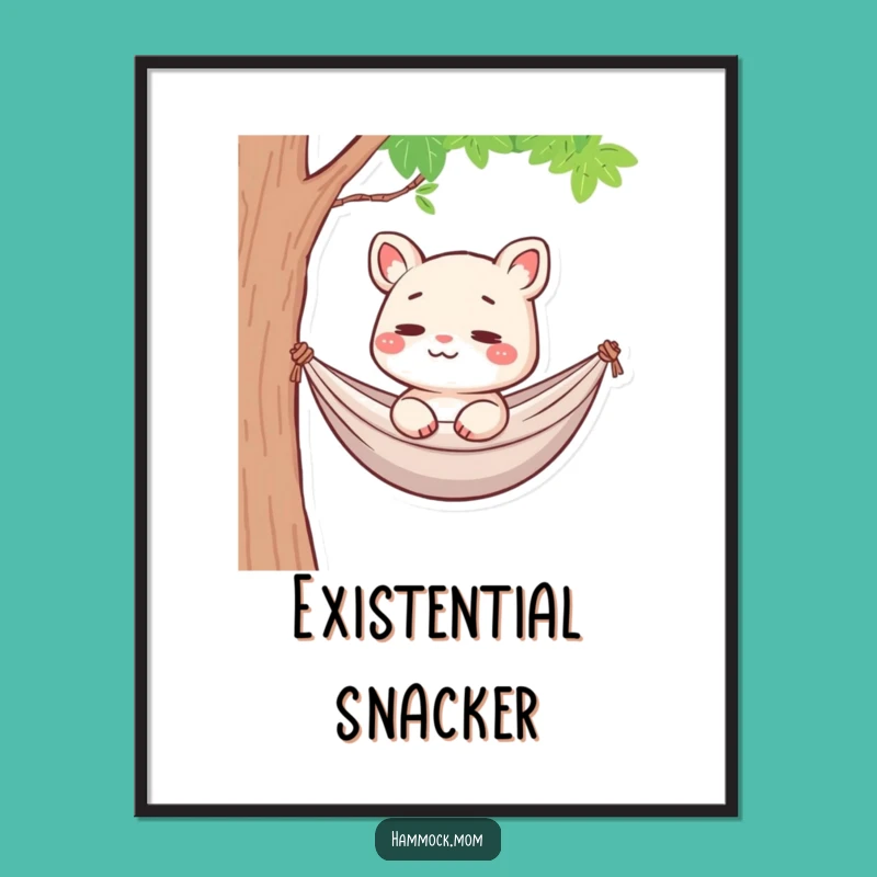 Funny Hammock Mom Animal Digital Art: Pensive Moments, Hilarious Print Gift