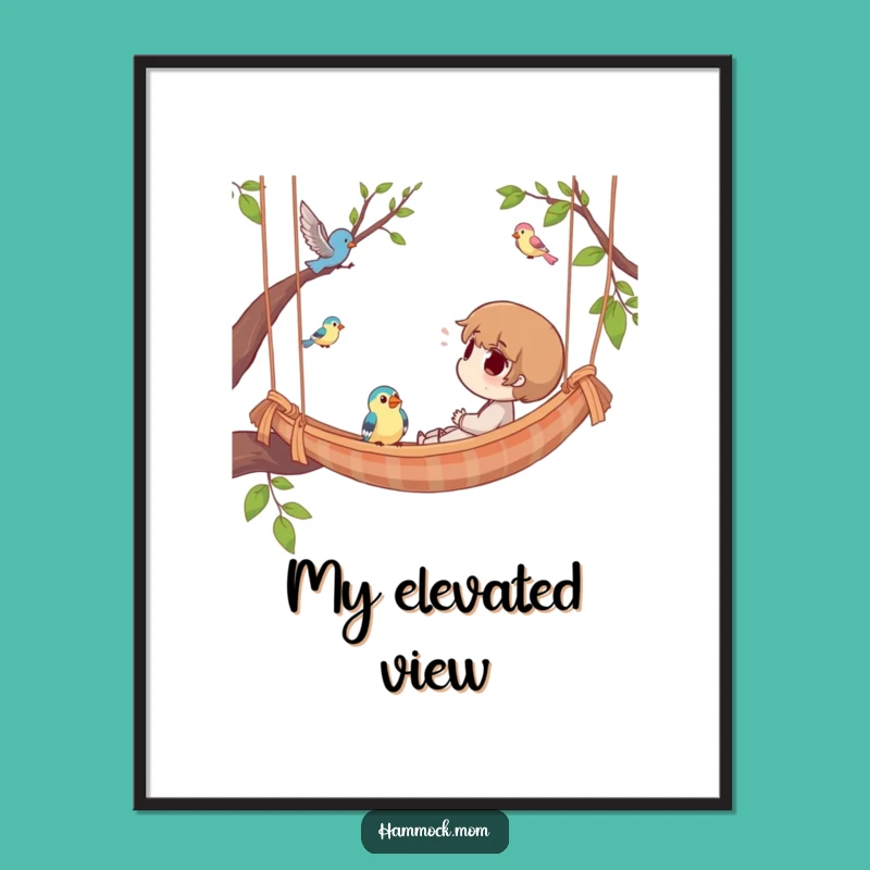 Funny Hammock Bird Watching Digital Art: Charming Character Decor, Unique Funny Gift