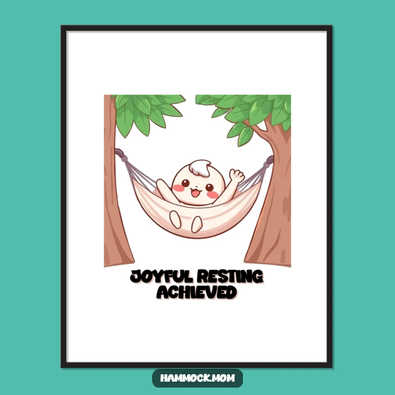 Funny Hammock Character Digital Art: Relaxed Waving Possum Printable Gift