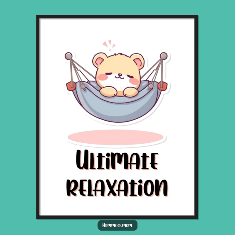 Funny Kawaii Hammock Animal Print: Relaxation Art, Instant Decor