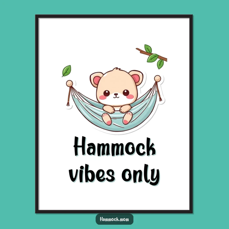 Funny Kawaii Hammock Art Print: Animal Chill Vibes - Instant Download Gift