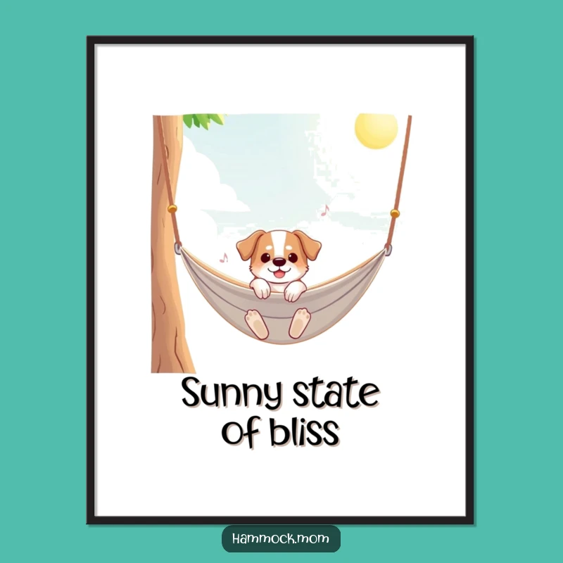 Funny Sunny Hammock Dog Digital Art - Instant Download Cheerful Art