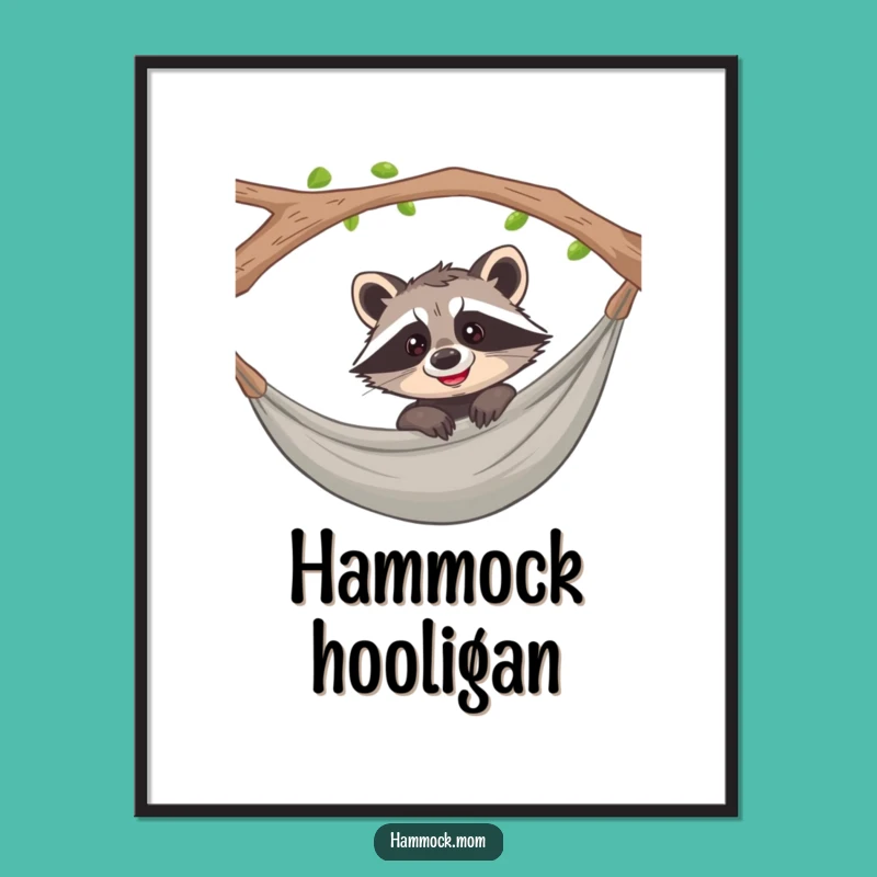 Funny Raccoon Hammock Printable Art: Playful Grin Decor, Instant Funny Gift