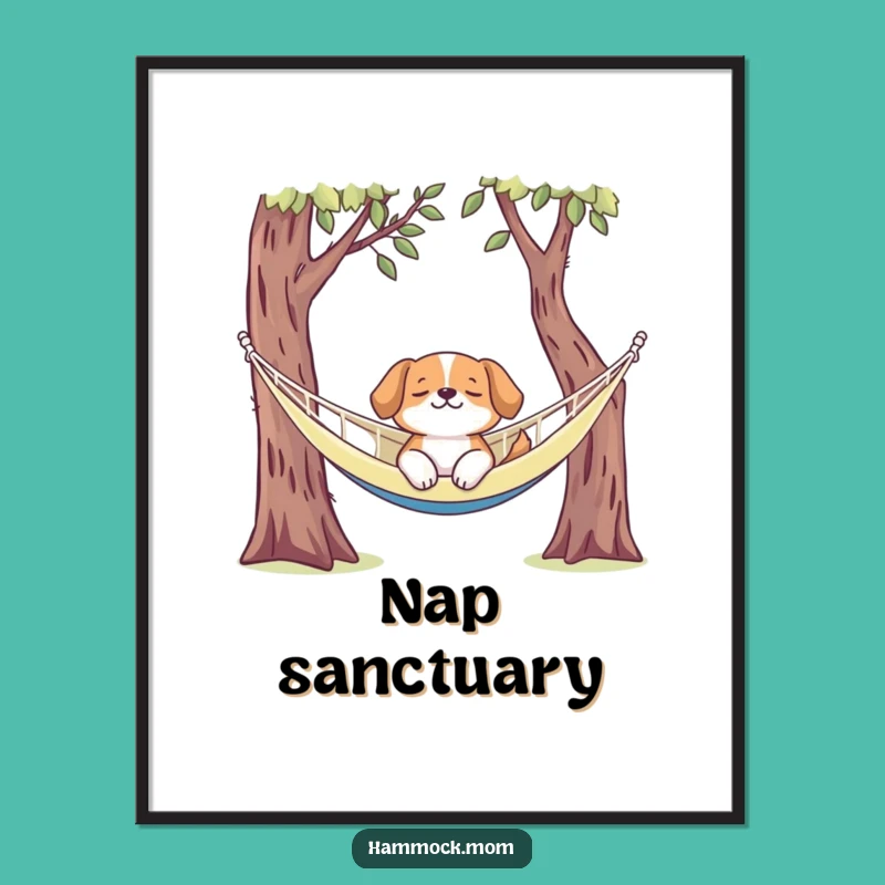 Funny Dog Hammock Digital Art - Instant Download Relaxed Pup Art, Funny Gift