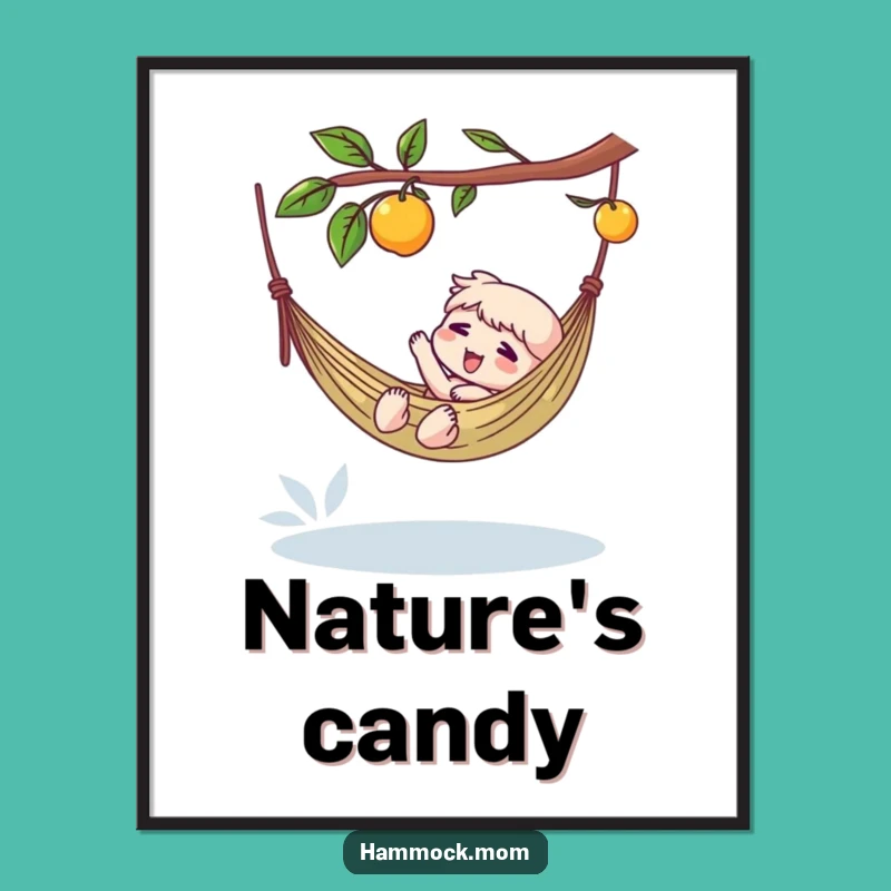Funny Hammock Fruit Digital Art: Character's Lazy Moment Captured for Humorous Decor Gift