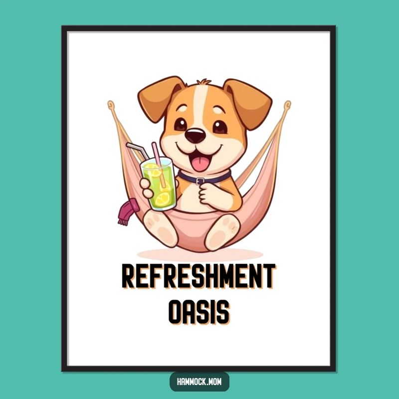 Funny Drink Hammock Dog Digital Art - Instant Download Party Art Gift