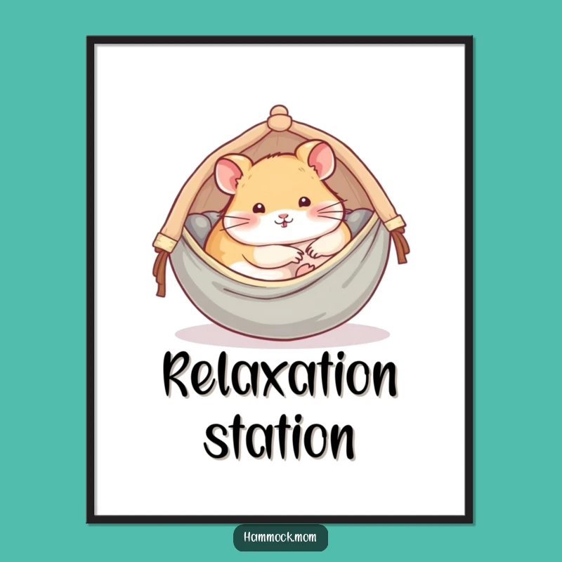 Funny Hamster Hammock Digital Art Print: Instant Cozy Vibes