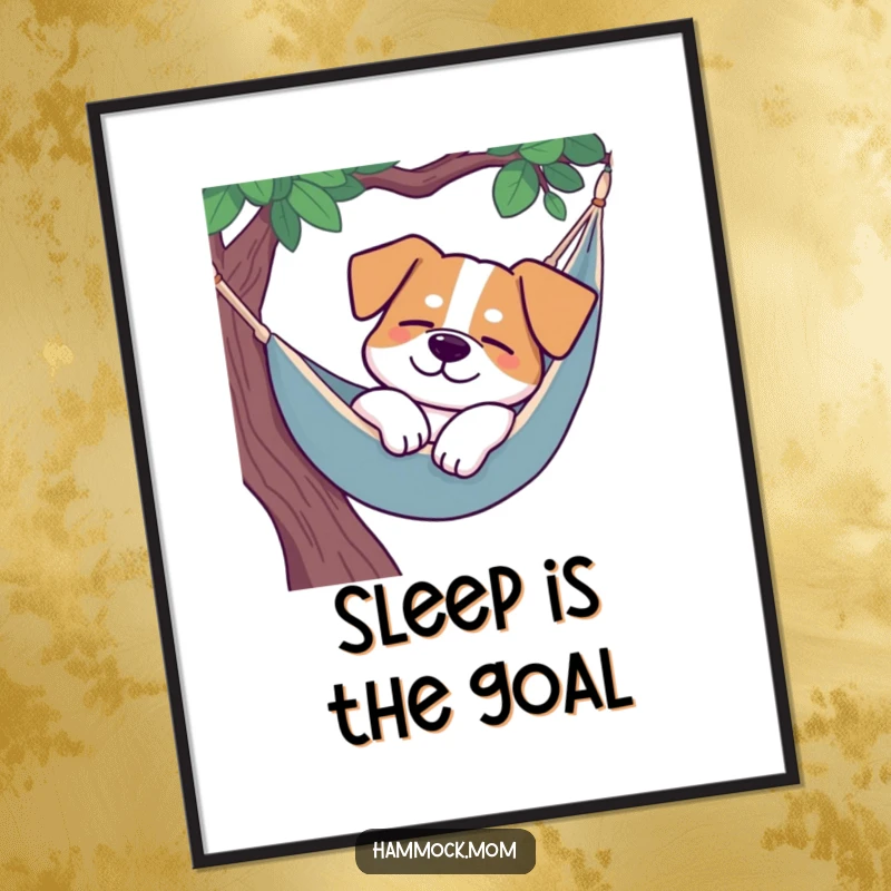 Funny dog hammock digital art, a dog sleeping peacefully in a hammock, instant download.