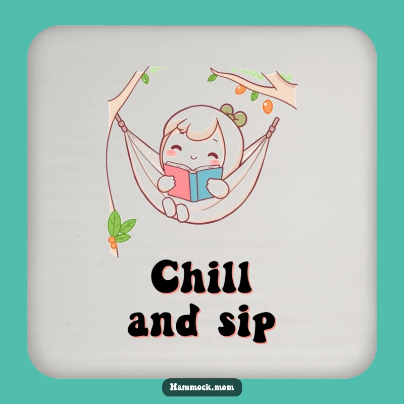 Funny Kawaii Hammock Drink Coaster: Relaxed Reader Table Protector Gift