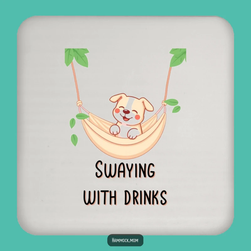 Funny Dog Hammock Drink Coaster: Relaxing Canine Art for Your Table, Gift