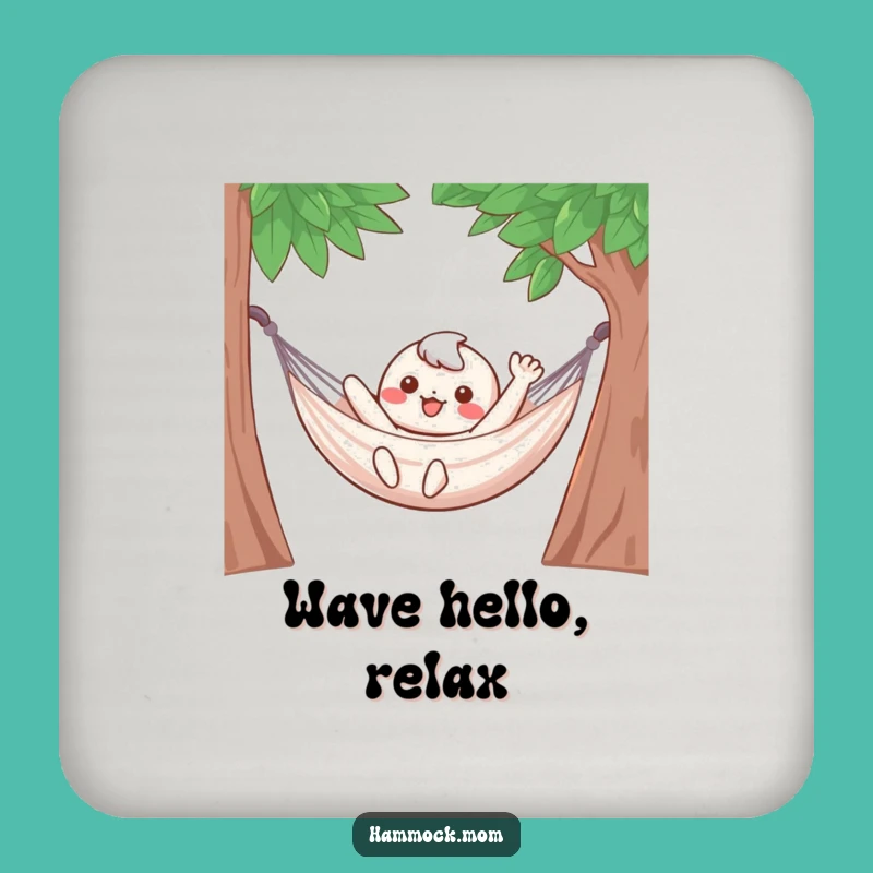 Funny Hammock Character Coaster Set: Relaxed Waving Possum Drink Gift