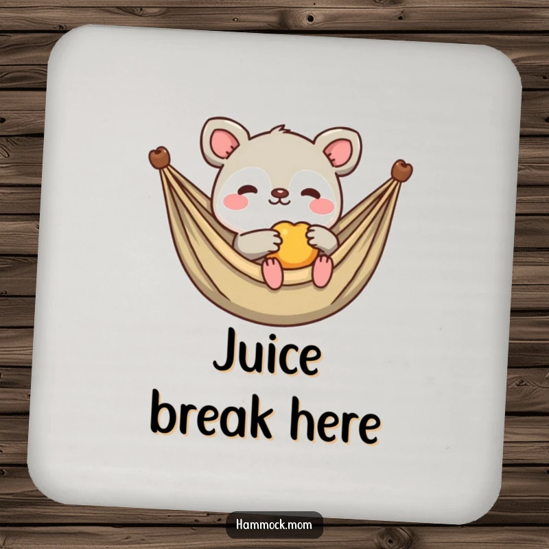 Funny Kawaii Animal Coaster: Protects surfaces with a creature offering fruit while lounging, adding humor and snack-friendliness.