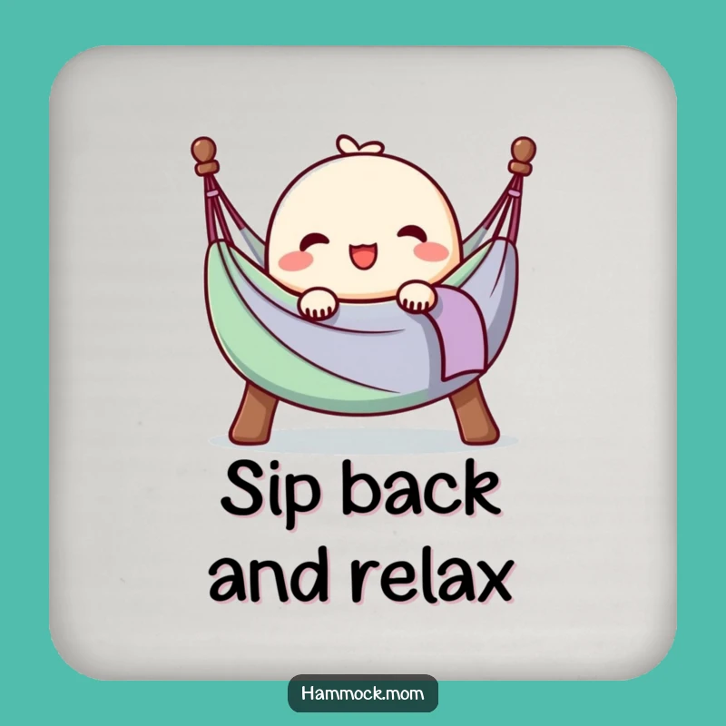 Funny Kawaii Hammock Happy Sigh Coaster - Relaxed Table Protection Gift