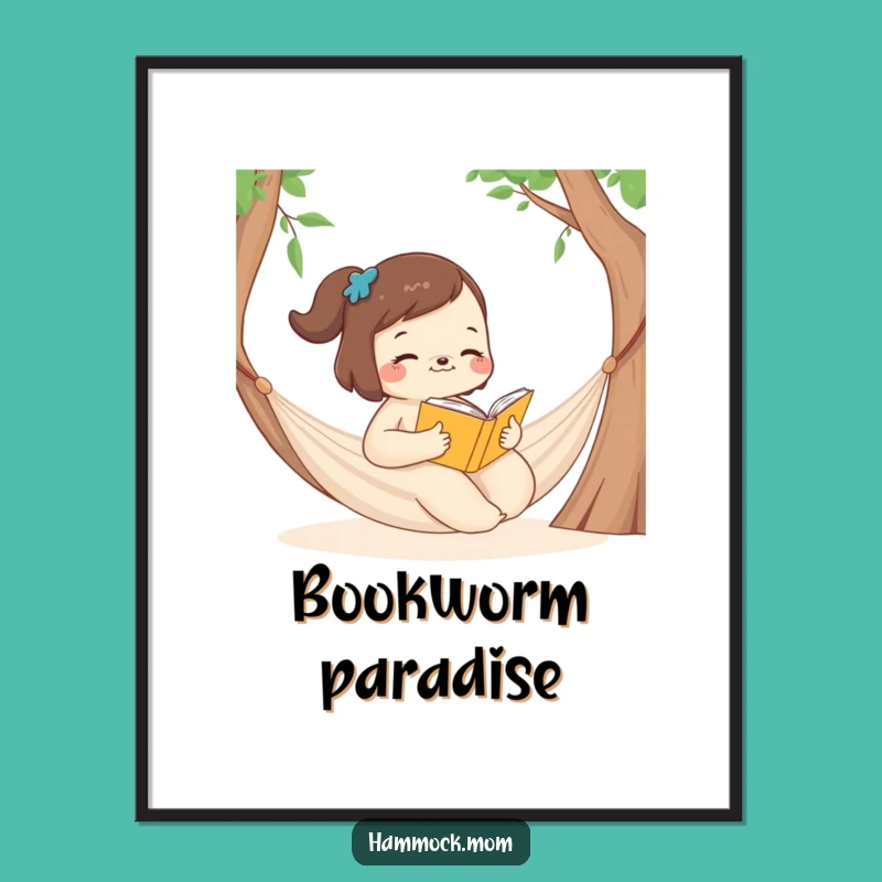 Funny Hammock Mom Animal Poster - Peaceful Reading Art, Literary Funny Gift