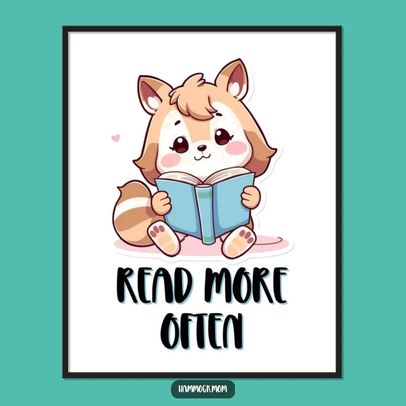 Funny Animal Book Lover Poster - Playful Lounging Art Print Gift