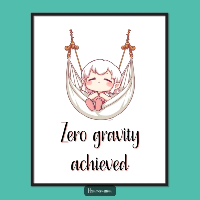Funny Blissful Hammock Swing Poster: Serene Wall Art with Humor