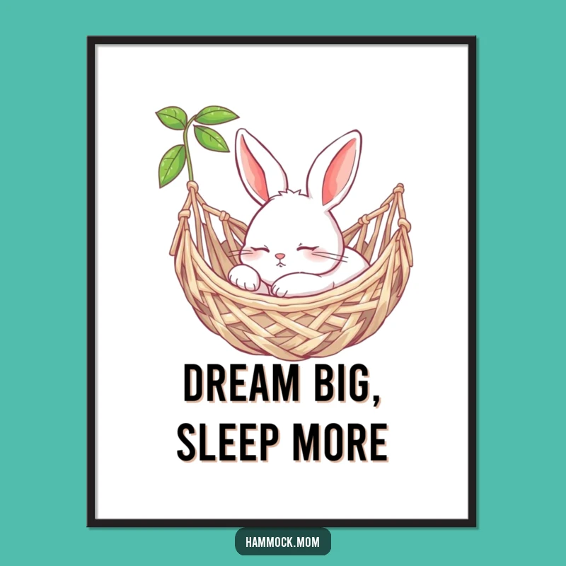 Funny Bunny Hammock Poster: Peaceful Slumber Art, Gentle Funny Gift