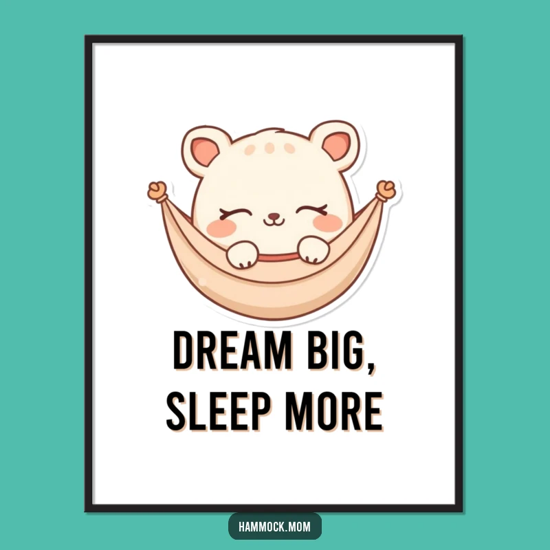 Funny Hammock Animal Poster: Dreaming Character Art, Quirky Funny Gift