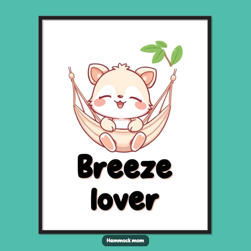 Funny Hammock Breeze Animal Poster: Serene Wall Art