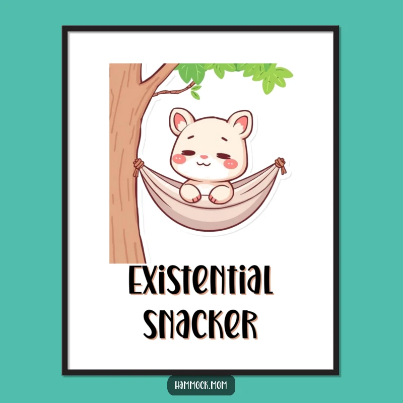 Funny Hammock Mom Animal Poster: Lost in Thought Art, Hilarious Decor Gift