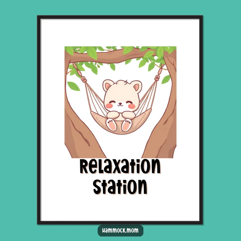 Funny Hammock Mom Animal Poster - Relaxed Character Art Print Gift