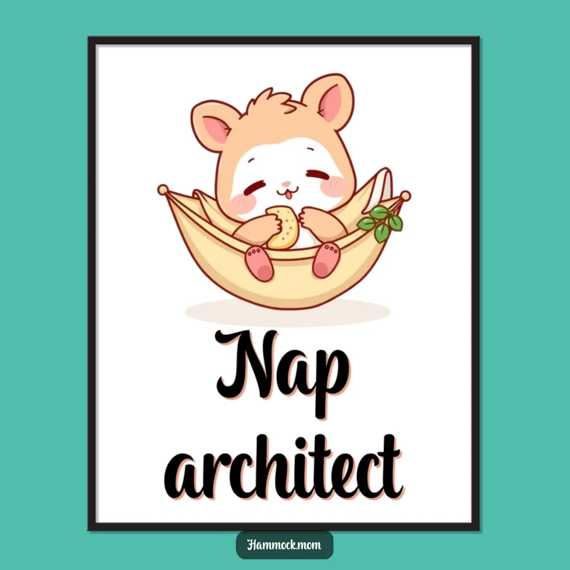 Funny Hammock Mom Animal Poster: Relaxing Snack Scene, Hilarious Wall Art Gift