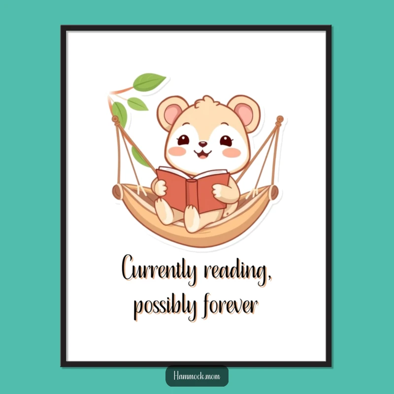 Funny Hammock Reader Animal Poster: Inspiring Wall Art for Book Lovers