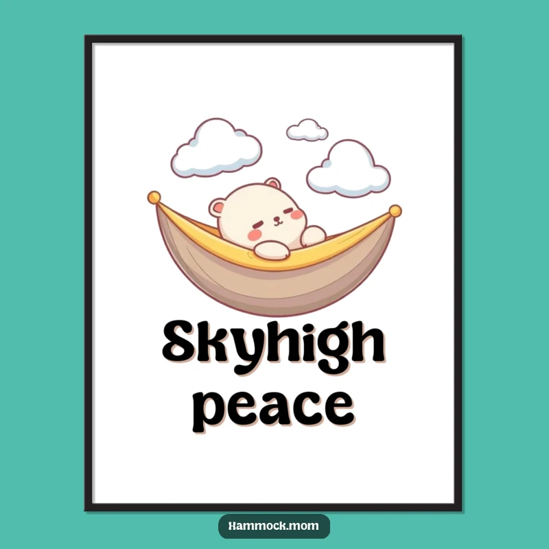 Funny Kawaii Cloud Animal Poster: Peaceful Skies Art, Perfect Wall Gift!