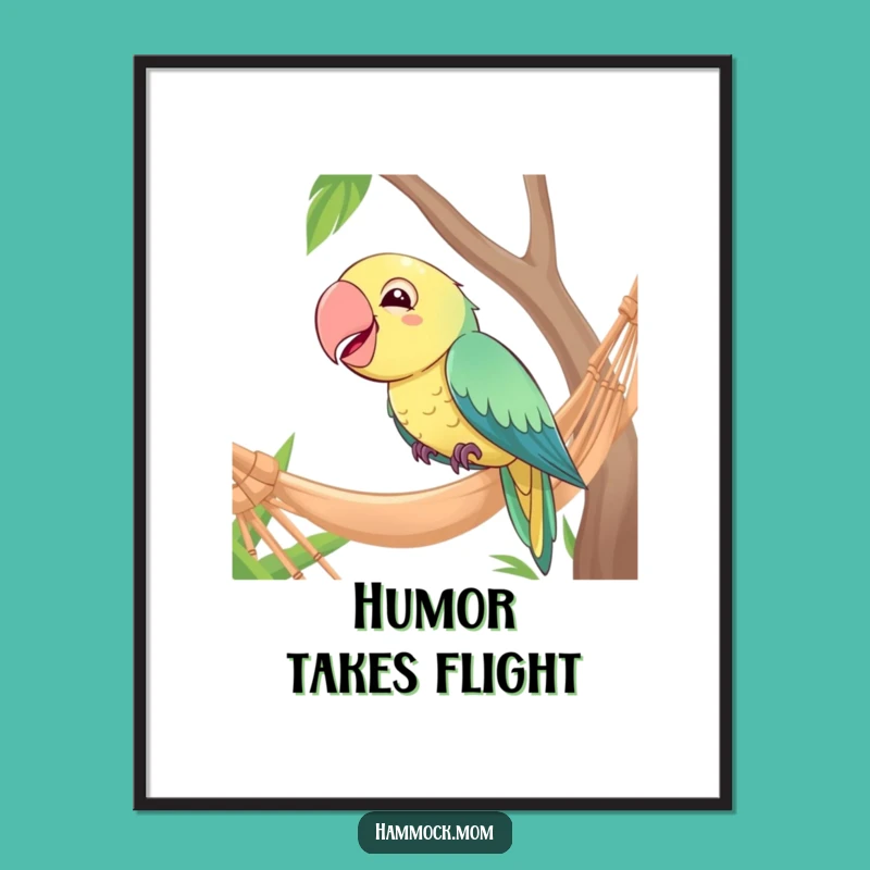 Funny Parrot Hammock Poster: Bring Tropical Amusement to Your Walls
