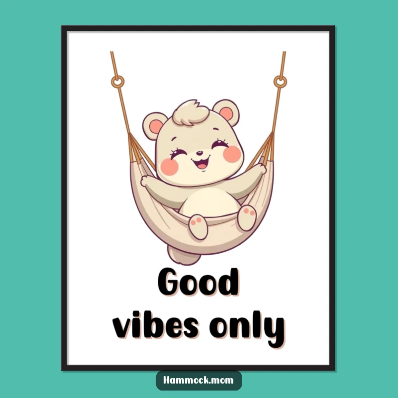 Funny Hammock Mom Animal Poster - Gentle Swing Art, Cheerful Funny Gift