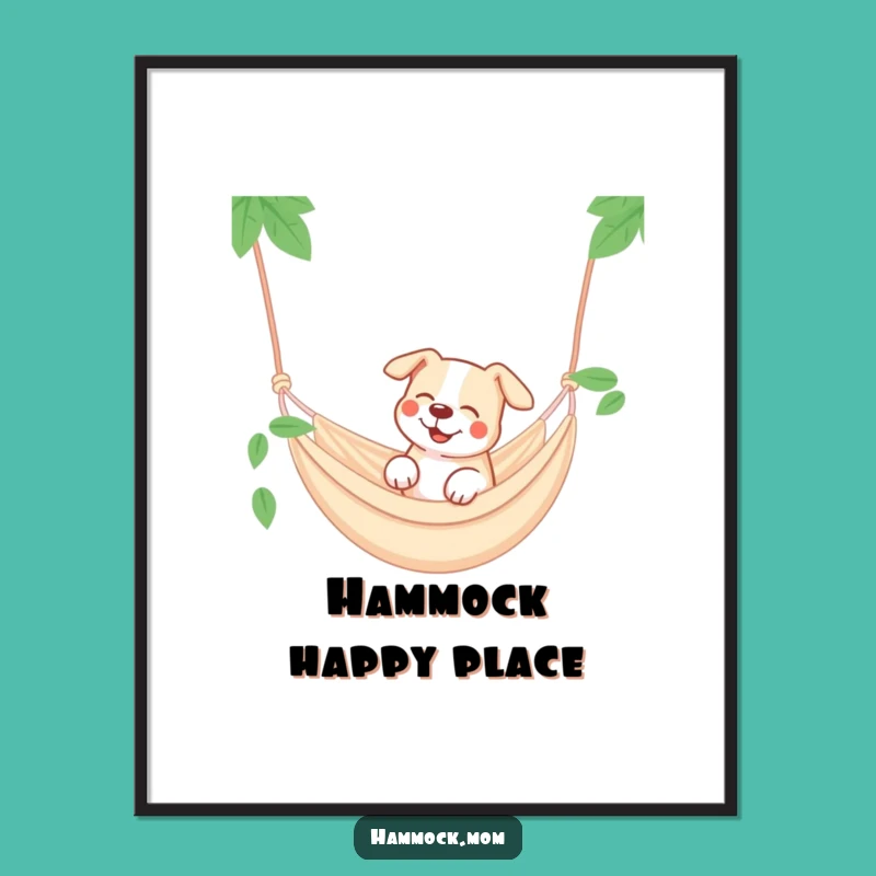 Funny Dog Hammock Poster: Dreamy Canine Art, Great Funny Gift Decor