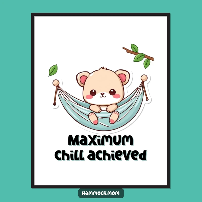 Funny Kawaii Hammock Poster: Animal Chill Art - Cute Wall Decor Gift