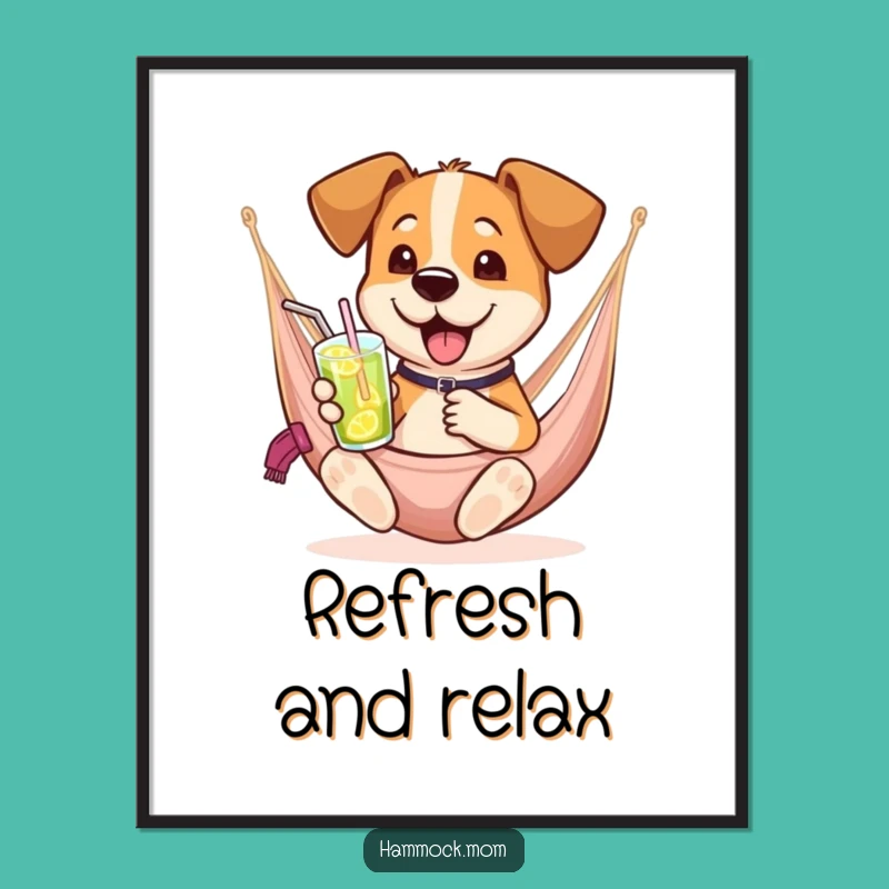 Funny Drink Hammock Dog Poster - Cheers Wall Art, Perfect Funny Gift