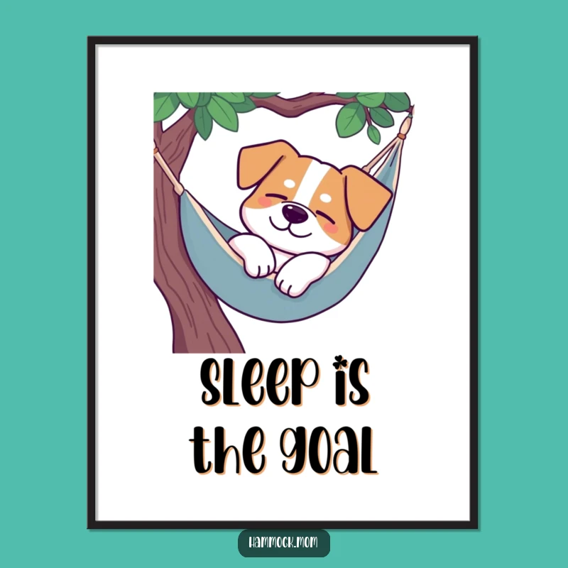 Funny Dog Hammock Poster: Peaceful Canine Art, Great Funny Gift Decor