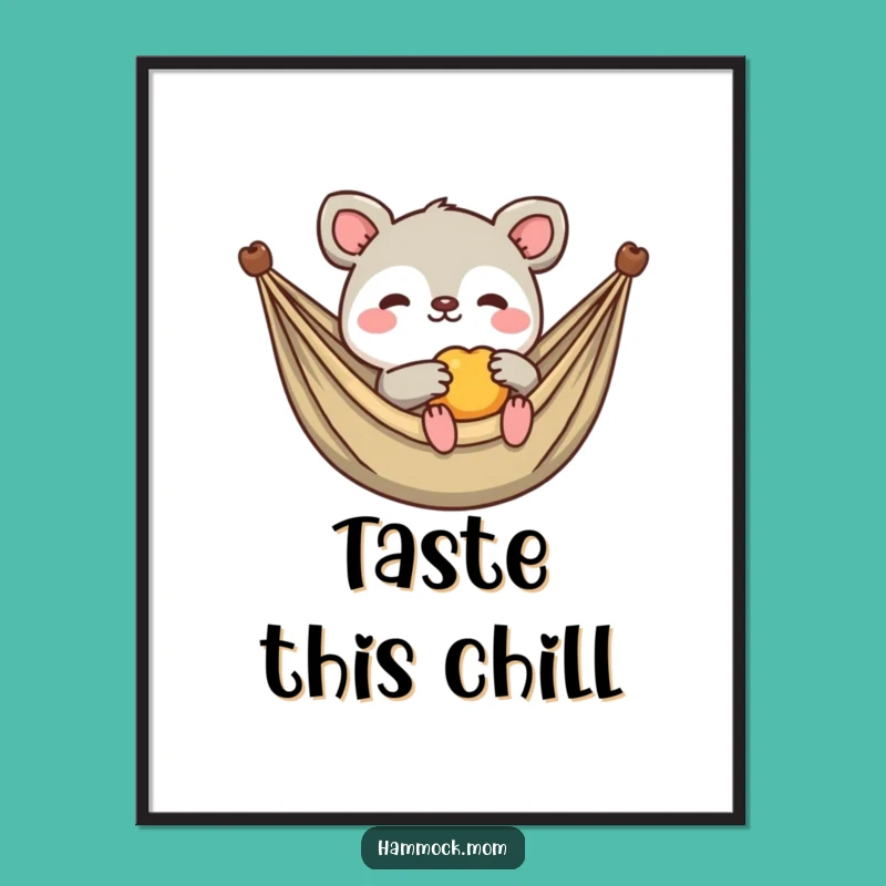Funny Kawaii Fruit Animal Poster: Lounging Delights Art, Perfect Gift!