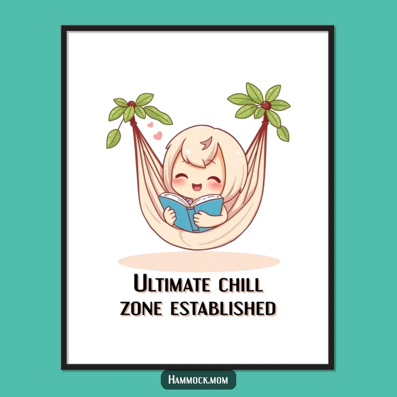 Funny Hammock Poster: Delighted Character's Sigh Inspires Relaxation, Perfect Funny Gift for Walls