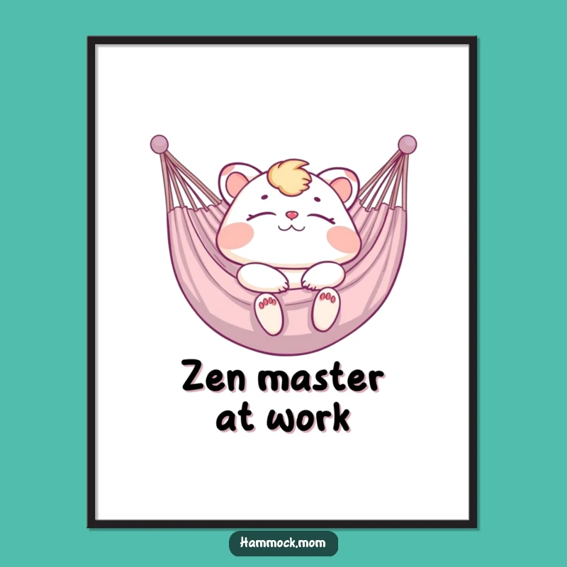 Funny Hammock Mom Animal Poster - Blissful Relaxation Art, Quirky Funny Gift