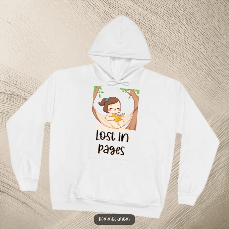 Funny Hoodie featuring a mom animal reading a book in a hammock, designed for peaceful, humorous relaxation.